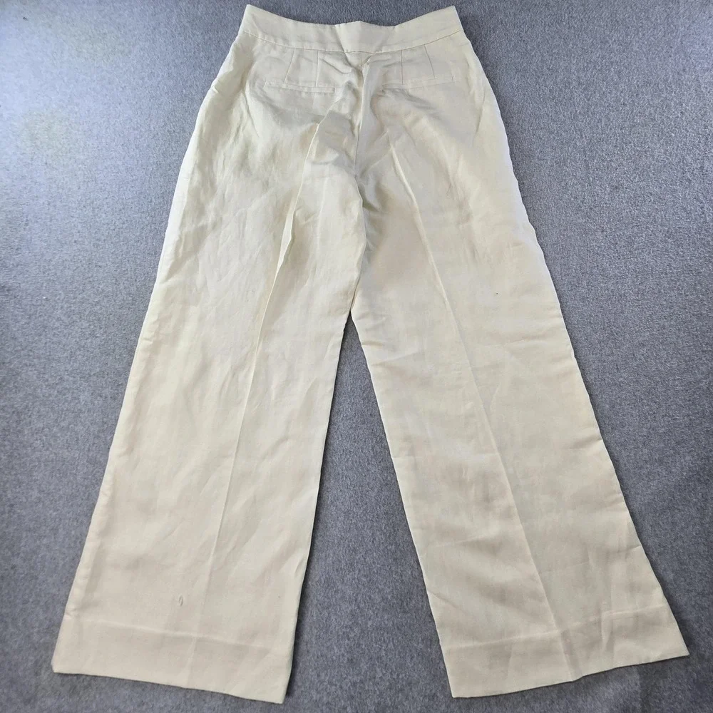 Banana Republic Pants Womens 6 Petite White Wide-Leg Twill‎ Pleated Lined